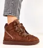 Brązowe sneakersy wysokie z grubymi sznurówkami Klevis